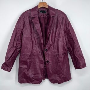 ASOS Jackets Coats Asos Burgundy Red Faux Leather Oversized